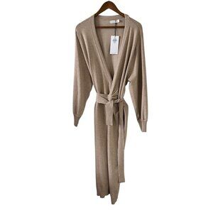 EXLURA NEW Wool Blend Knit Wrap Dress In Camel Size L